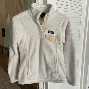 Patagonia Cream Fleece Jacket with Tan Pocket size XXS